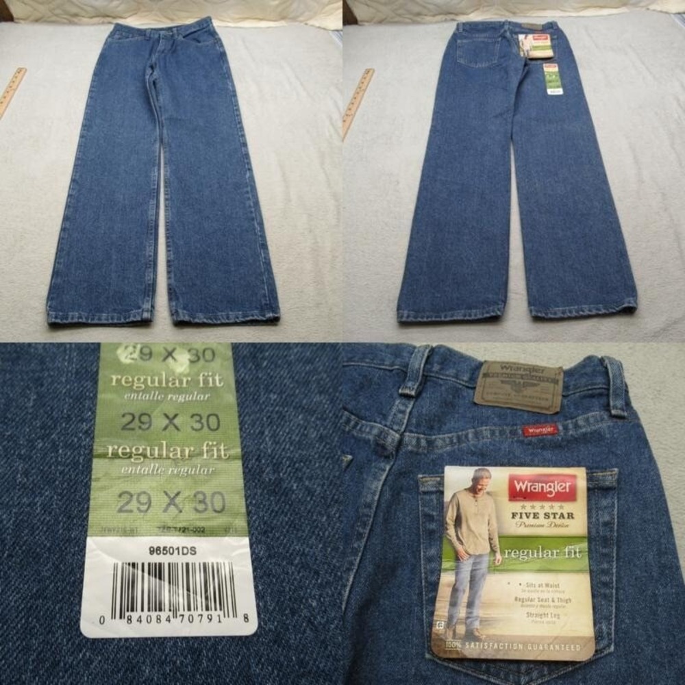 Wrangler Jeans‎ Mens 29X30 Blue Five Star Denim Regular Fit Straight Leg NWT
